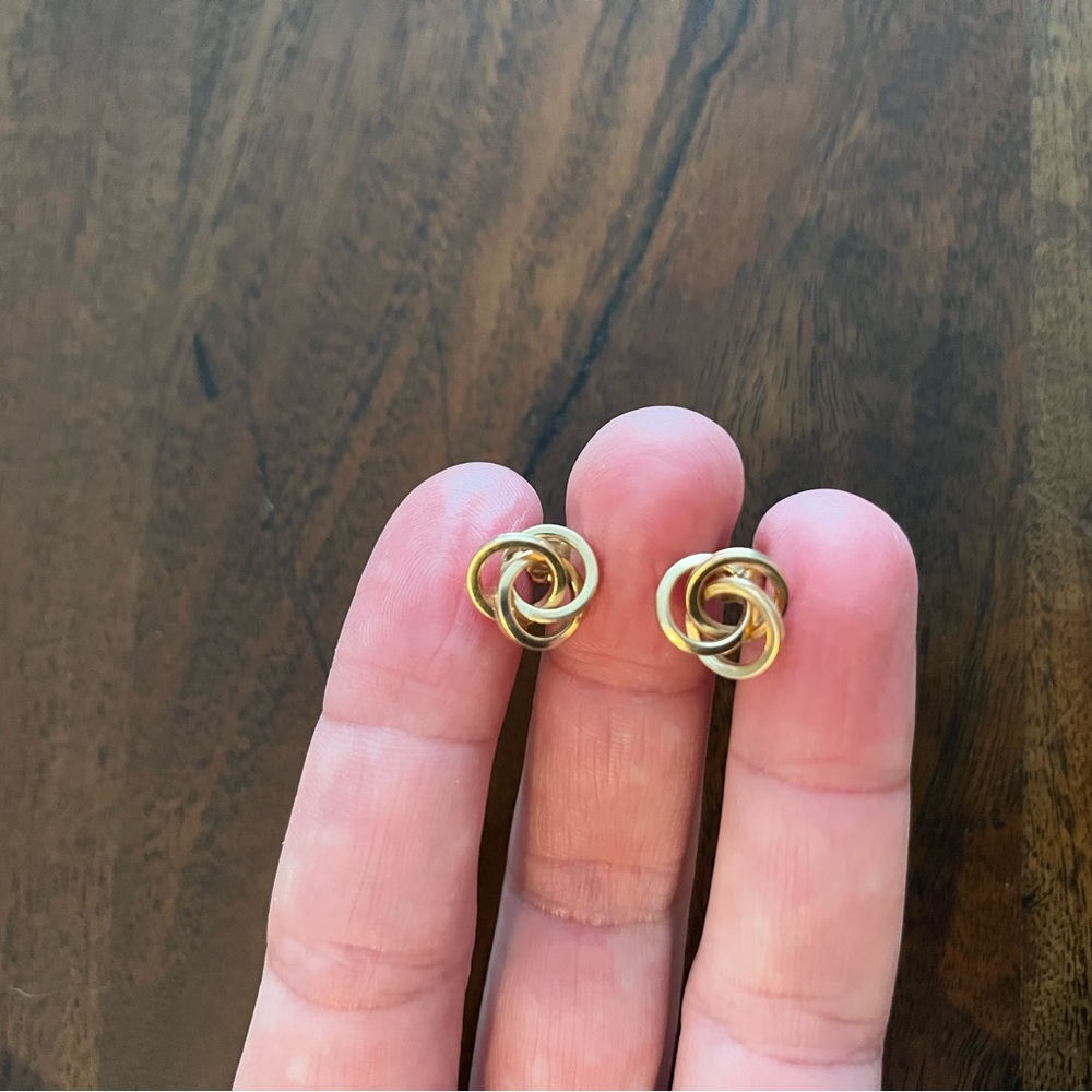 Vintage Gold Knot Stud Earrings View 2